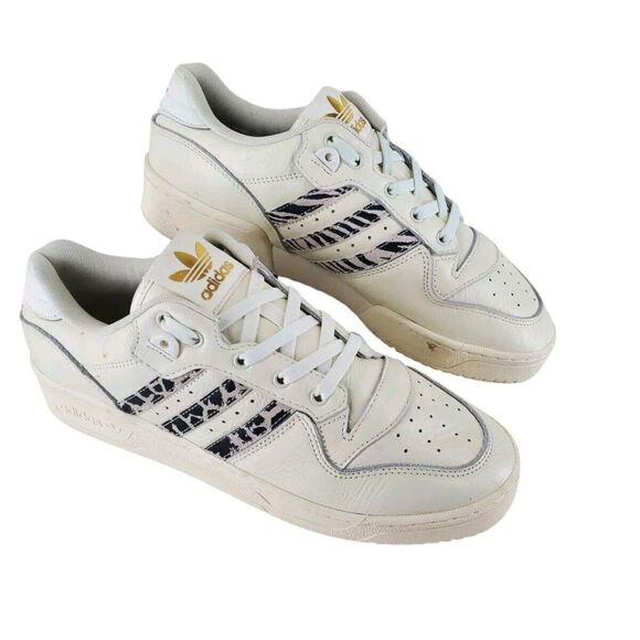 Adidas Rivalry Low Animal Print Stripes Shoes Women 10.5 Ivory White FY9203 READ - Picture 3 of 16
